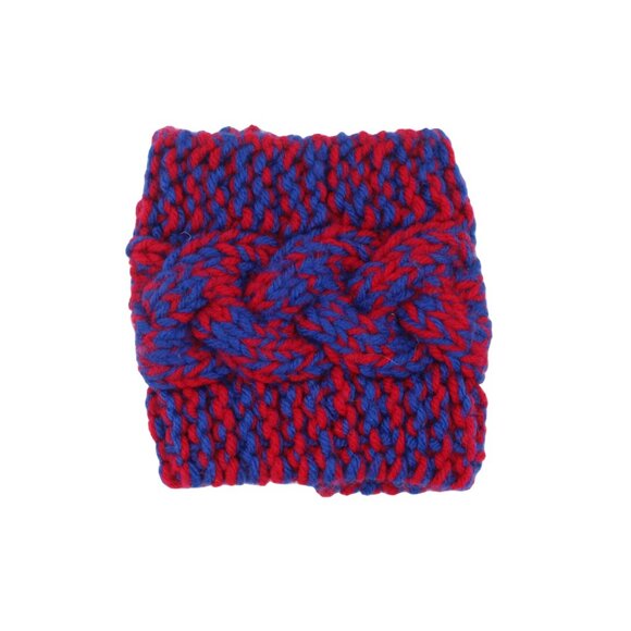 Handmade Hand Knit Spider-Man Red and Blue Cable Knit Candle Cozy - Picture 3 of 4